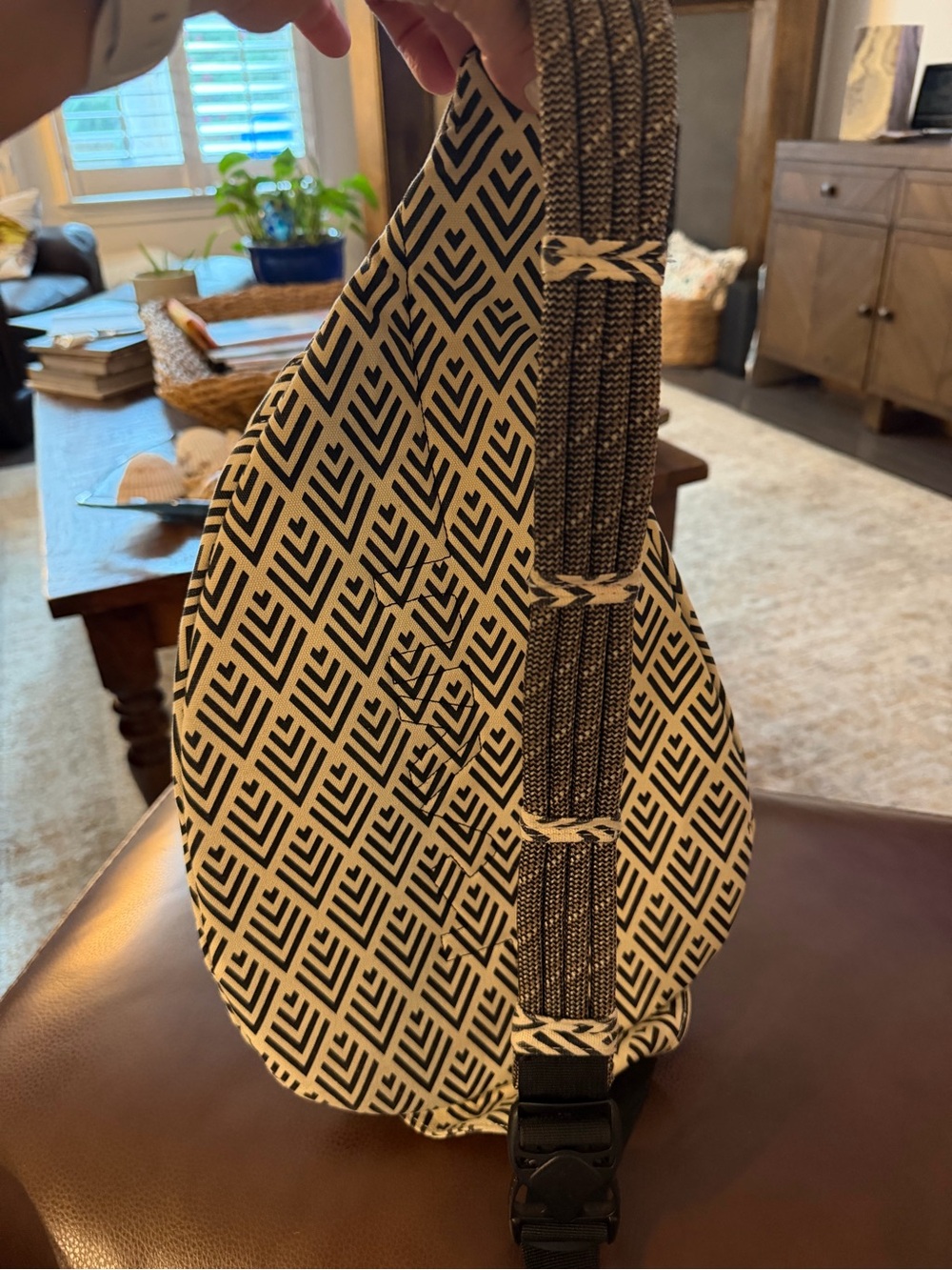 Kavu Black & Cream Geometric Rope Sling
